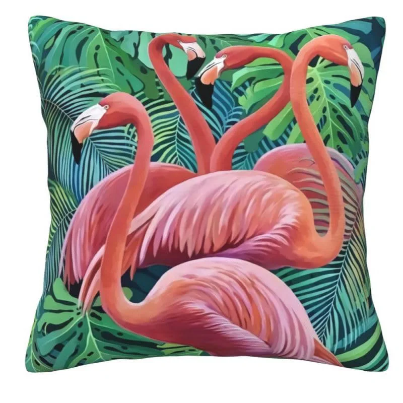 ديكور المنزل طيور النحام في الجنة الاستوائية وسادة تغطي نمط غطاء الوسادة مناسبة لغطاء وسادة السيارة غرفة نوم أريكة