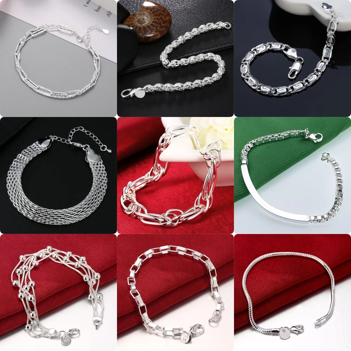 Hot luxury 925 Sterling Silver Solid Chain Bracelet For Women Men Charms Party Gift Wedding party Fashion Jewelry hot gift