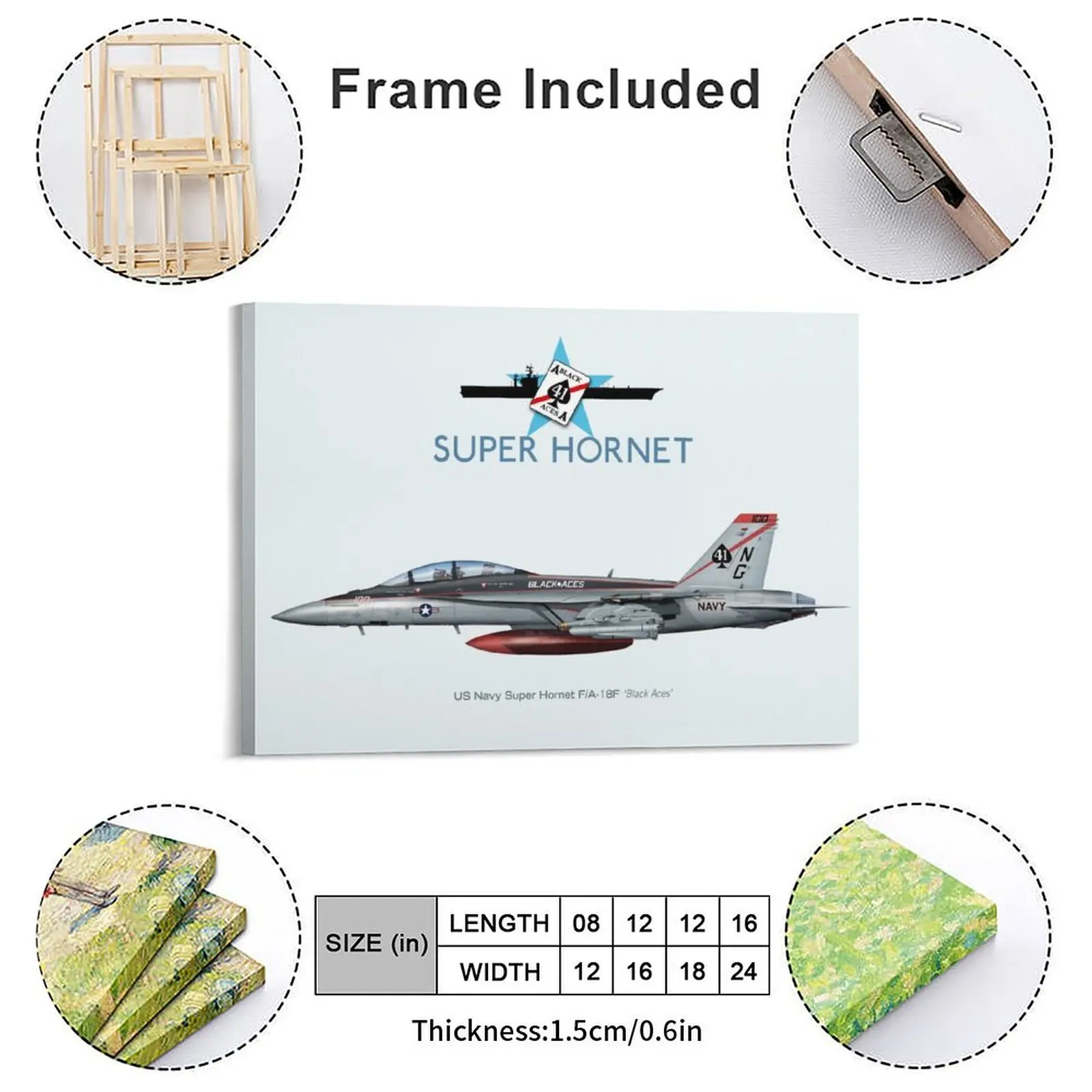 F18 Super Hornet Canvas Painting Poster Personalized Living Room Wall Plaque Character Garage Framed Wall Paintings