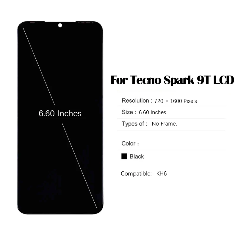 LCD Screen for 6.60 inches Tecno Spark 9T KH6 LCD Touch Screen Digitizer Assembly with Repair Tool and Glue for spark 9 kg5p lcd