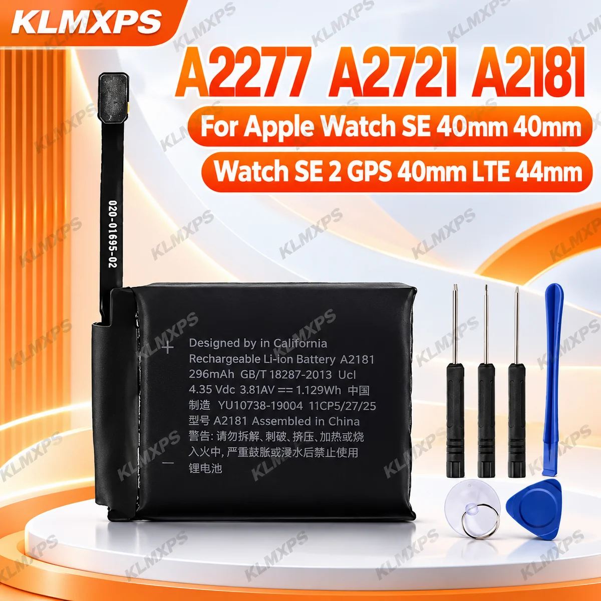 Replacement Smart Watch Battery for Apple Watch SE 40mm 44mm and SE 2 LTE GPS, Compatible with A2277 A2092 A2181 A2093 A2721