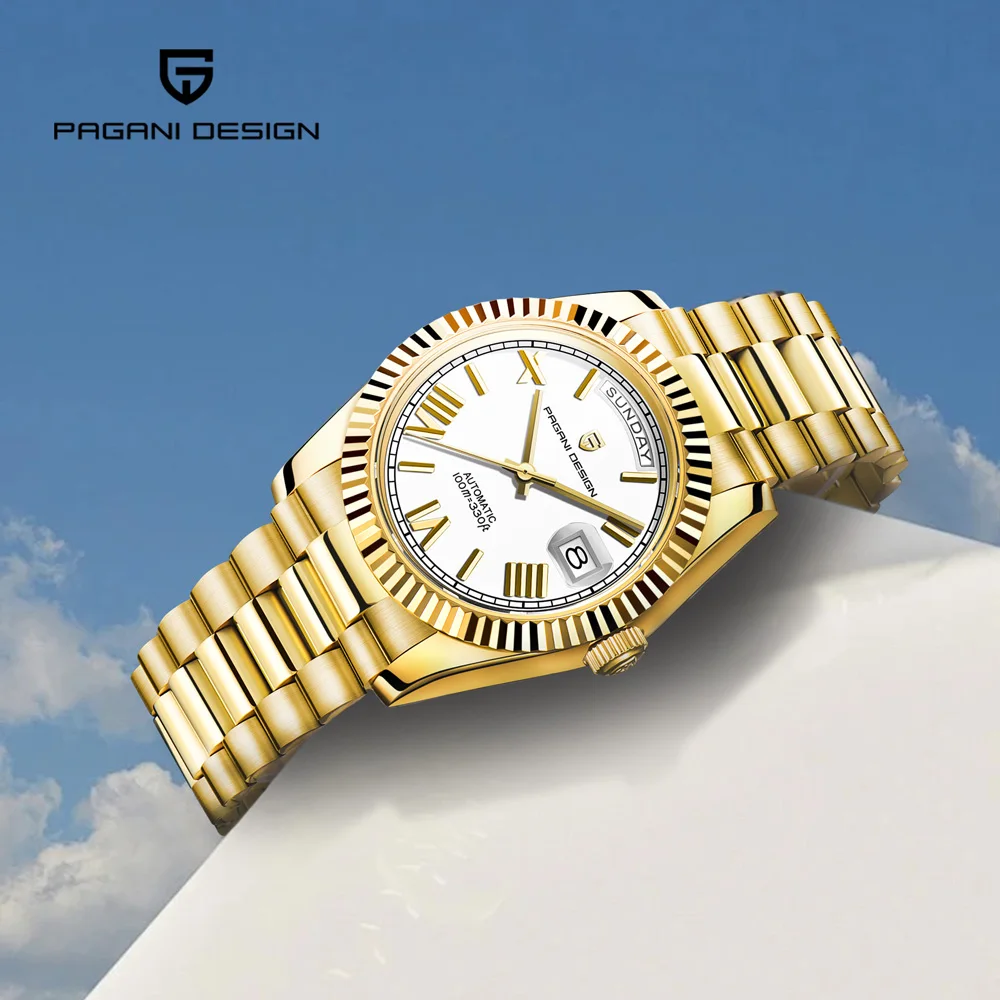 

Часы PAGANI DESIGN 2026: Новые Золотые Белые DD36 Роскошные Механические Часы для Мужчин с Сапфировым Стеклом, Водонепроницаемые, Автоматические, с Датой