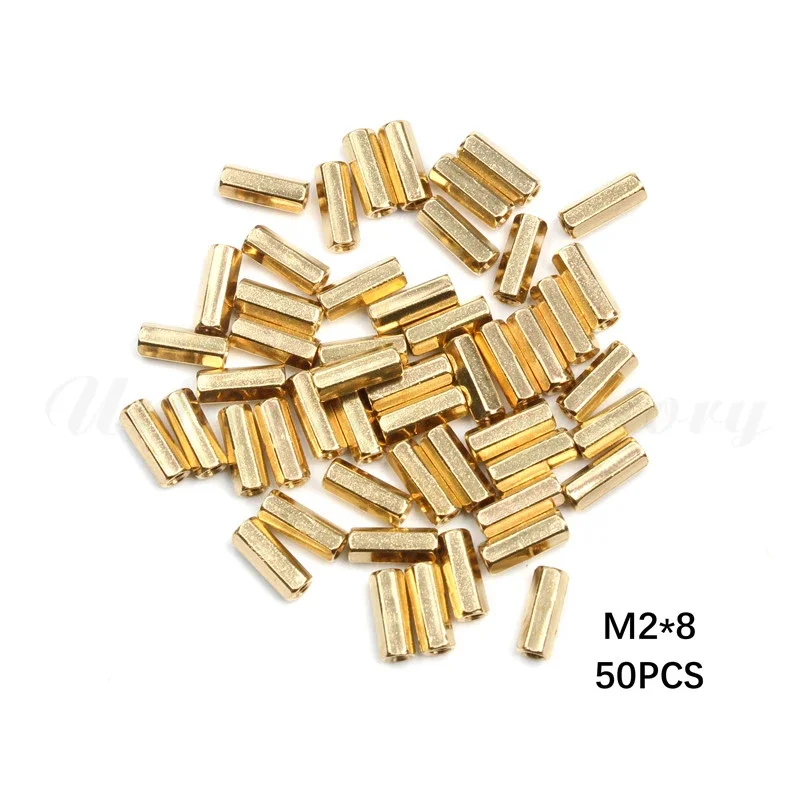 50Pcs M2 Hex Nut Spacing Screw Brass Threaded Pillar PCB Motherboard Standoff Spacer Kit 4mm/6mm/8mm/10mm