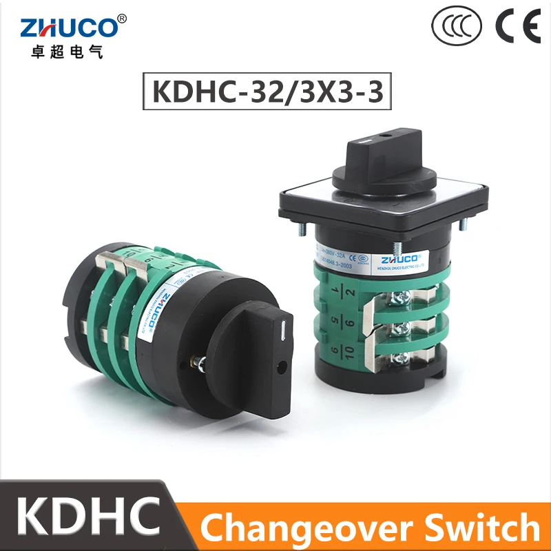 

ZHUCO KDHC-32/3X3-3 32A 3 полюса 12 клемм поворотный кулачковый переключатель 1-0-2 3-позиционный регулируемый для сварочного аппарата с газовым экраном