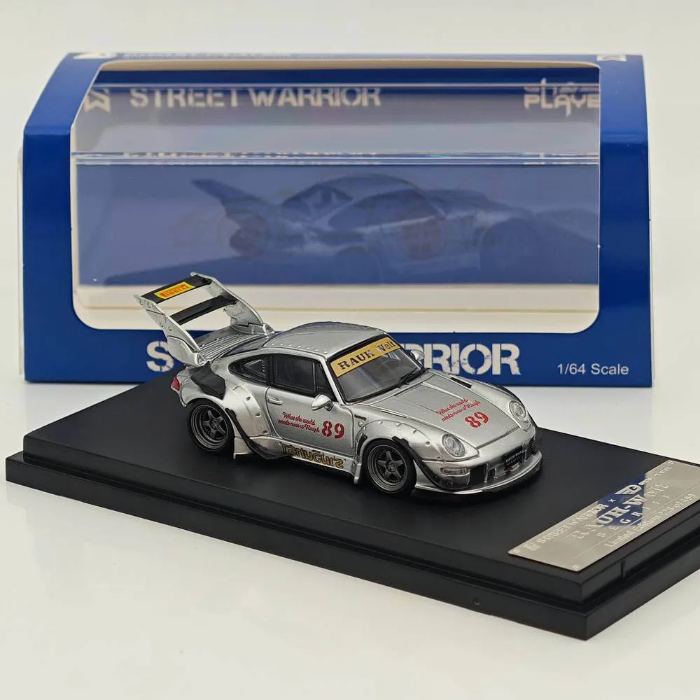 

STREET WARRIOR & SW 1/64 Scale RWB 993 RAUH-Welt #89 Wide Body Modification Silver Diecast Model Car Limited Collection