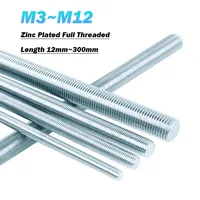 1-20Pcs M3 M4 M5 M6 M8 M10 M12 Zinc Plated Full Threaded Rod Fully Metric Thread Rods Bar Screw Galvanized Bolt Stud Tooth Stick