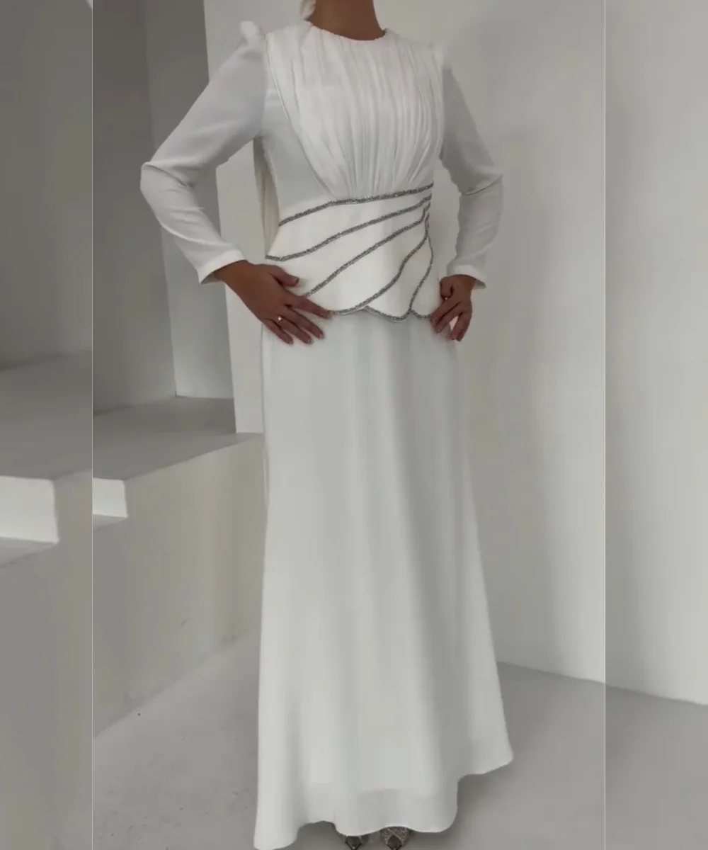 Customized Pastrol Jersey Sequined A-line O-Neck Long Evening Dresses Luxury 2025 Unisex Sizes Available