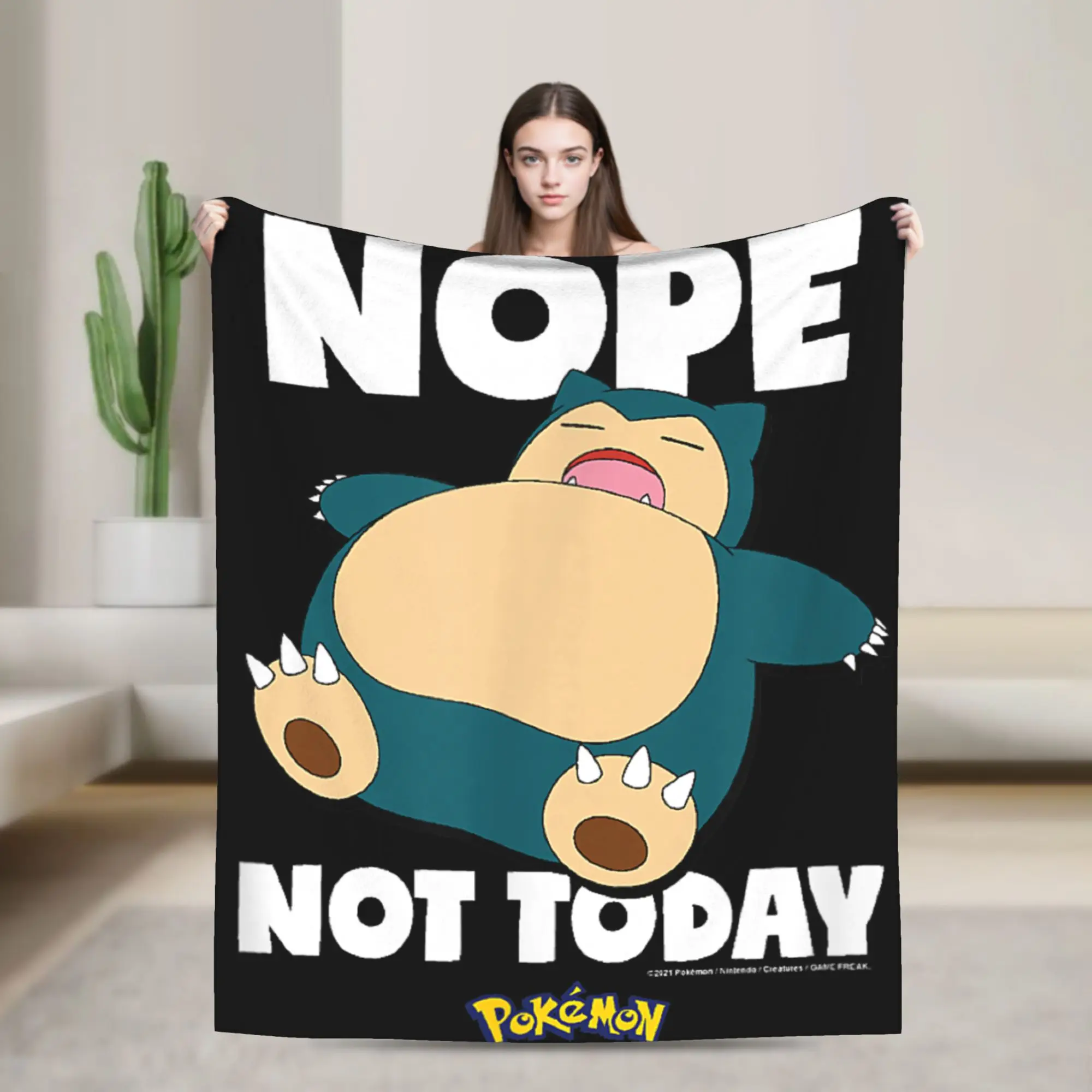 Nope Not Today Snorlax Blanket Quality Super Soft  Bedding Throws Winter Camping Living Room Novelty Bedspread
