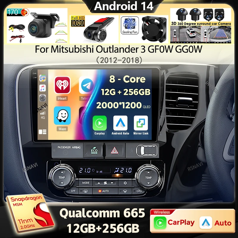 

Android 14 Carplay Car Radio For Mitsubishi Outlander 3 GF0W GG0W 2012 2013- 2018 Navigation GPS Multimedia Player stereo WiF+4G
