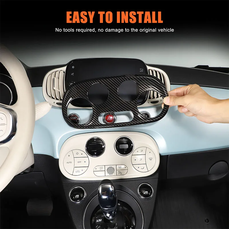 

For Fiat 500 2016-2025 Car Air Conditioning Adjustment Switch Decorative Frame ABS Carbon Fiber Car Modification Accessories