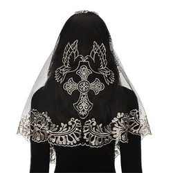 Embroidery Lace Veil Women Head Covering Lace Shawl Cape Catholic Church Veil