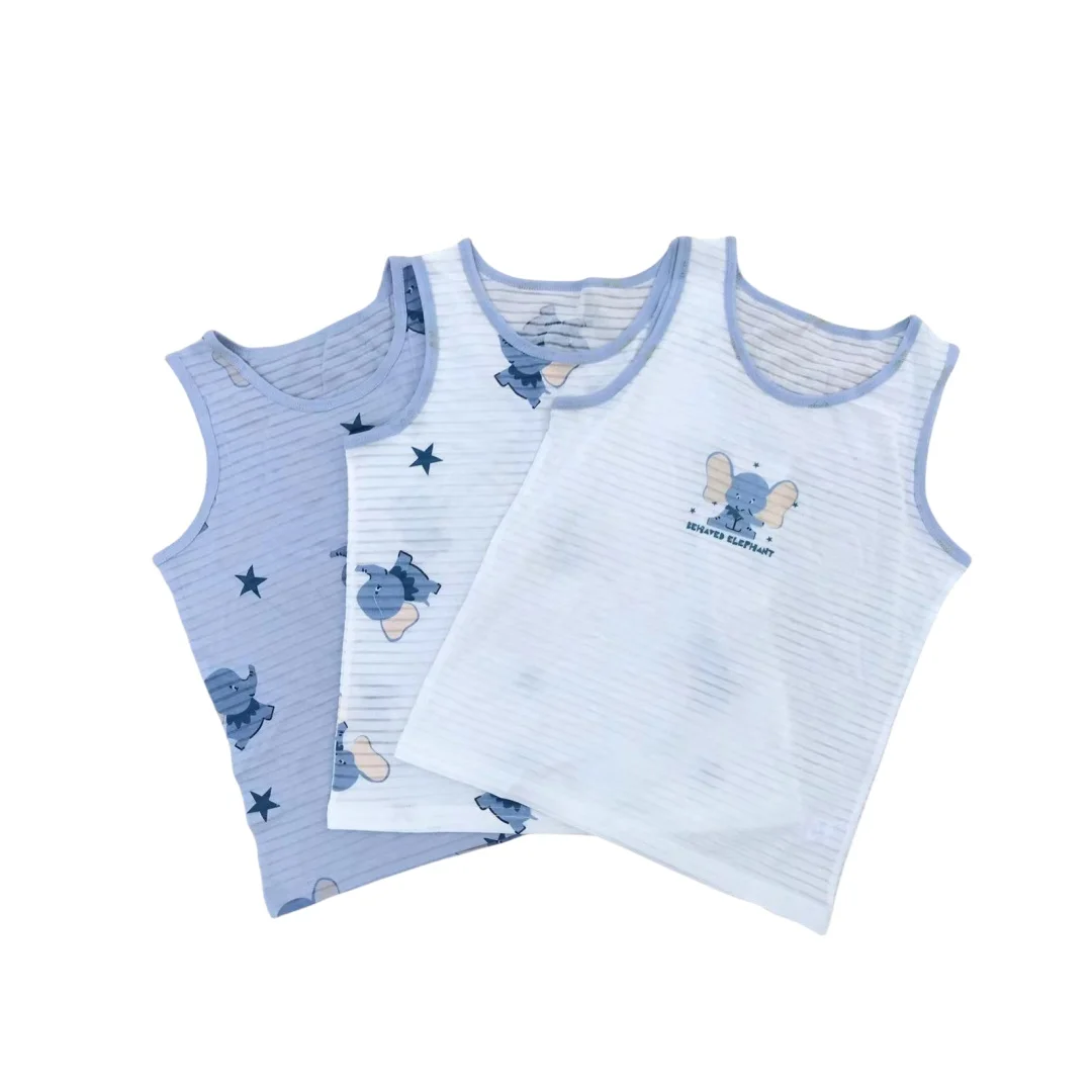 Boy Cartoon Dino Car Prints Singlet Underwear Tank Kids Undershirts Cotton Tank Tops Size 3-10T  Summer Home wear