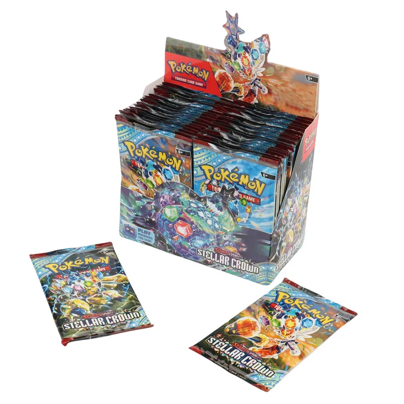 Versão em Inglês Pokémon TCG: Escarlate e Violeta, Coroa Estelar, Booster Box, Cartão Comercial Pokémon, Pacote 36, 40 Unidades, 360 Unidades