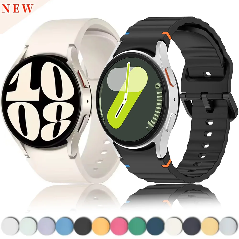 Pulseira de Relógio de Silicone para Samsung Galaxy Watch, Clássico, Curvo, Original, Substituição, 7, 6, 5, 4, 40mm, 44mm, 47mm, 43mm, 46mm