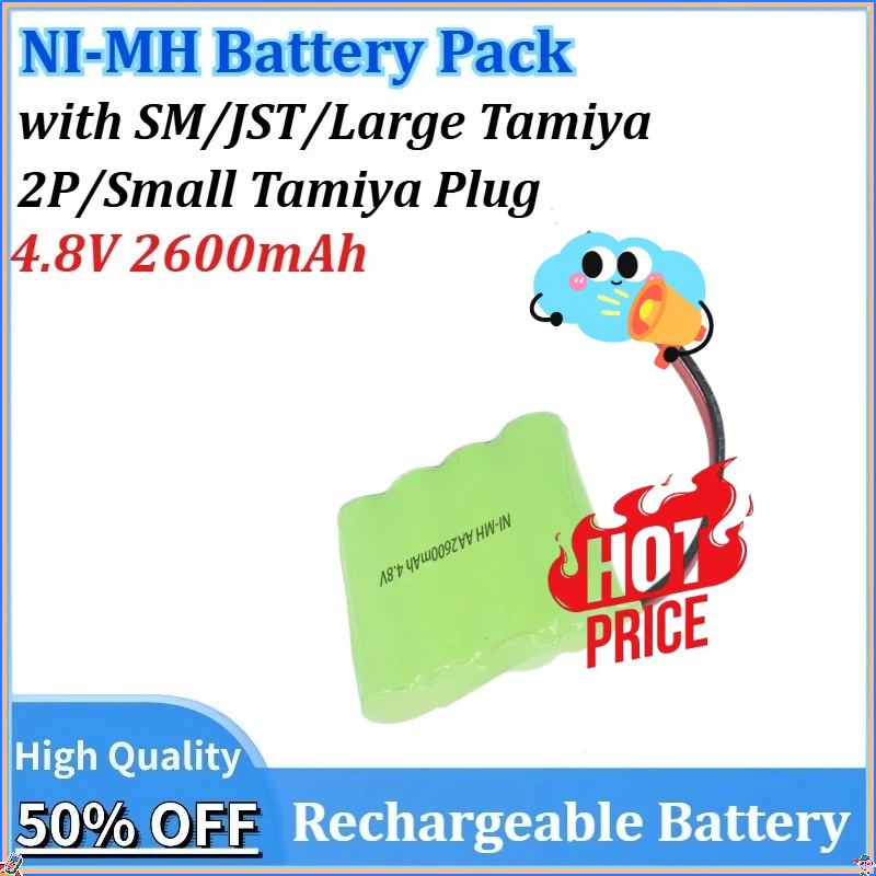 

For Toys Light Remote Control with SM/JST/Large Tamiya/ 2P/Small Tamiya Plug Newly Upgraded AA NI-MH 4.8V 2600mAh Battery Pack