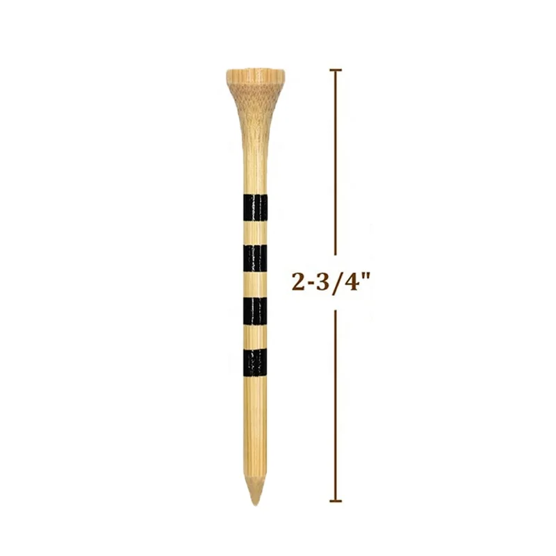 Premium Bamboo Custom Logo Stripe Golf Tees Pack, Biodegradable Material, Wooden Stripe