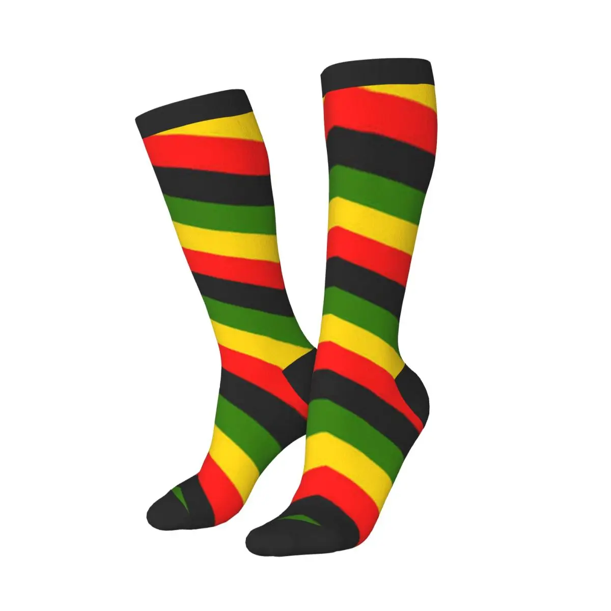 High Socks Jamaica Chevron Pattern Over Knee Socks Streetwear Long Hosiery for Daily