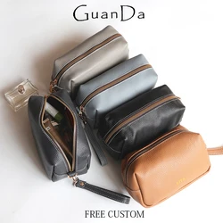 Custom Letters Large Capacity Wrist Clutch Bag Zipper Cow Leather Luxury Phone Purse Travel Cosmetic Bag Wallet Storage Bags
