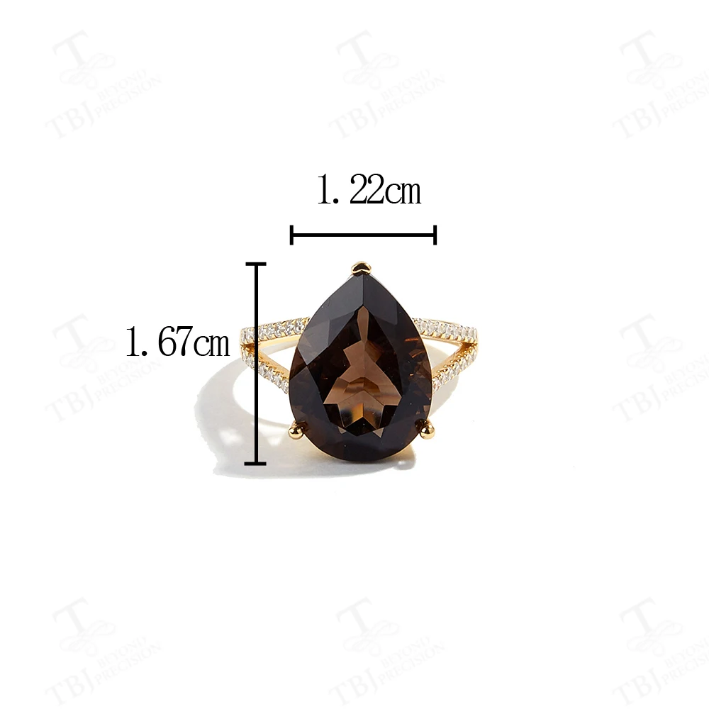 Gorgeous fashion Large Gemstone Natural Smoky Ring S925 Silver classic designed for women and girls anniversary & birthday gifts