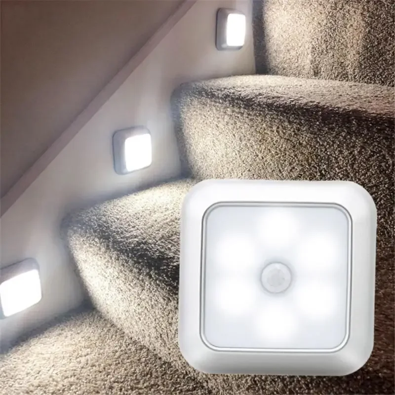 

Battery Powered LED Motion Sensor Night Light Wireless Lighting Stairs Light Bedroom Wall Lamp For Cupboard Toilet Wardrobe Home