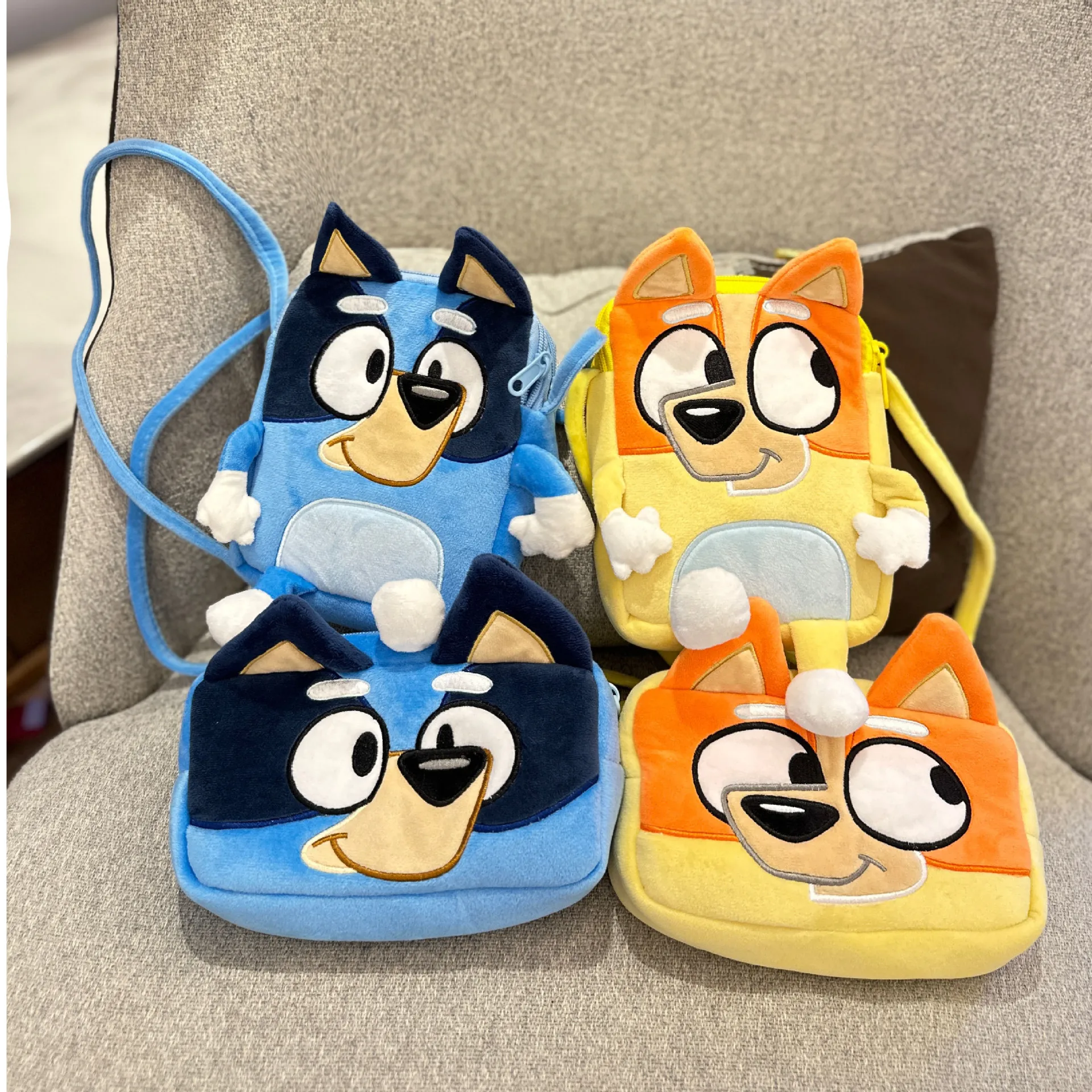 Blueyi Bingo Plushes Pencil Case Cross Body Bag Anime Dog Purses and Handbags Kids School Stationery Pouch Travel Wallet Gift