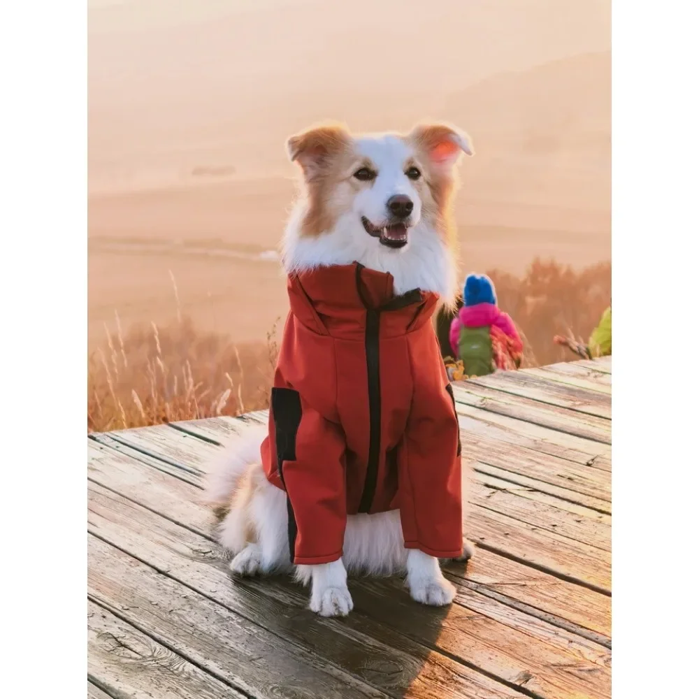 Dog Zip Up Winter Jacket,Waterproof Luxury Soft Shell Windbreaker For Big Dogs,Puppy Warm Hooded Outfit,For Labrador Big Breeds