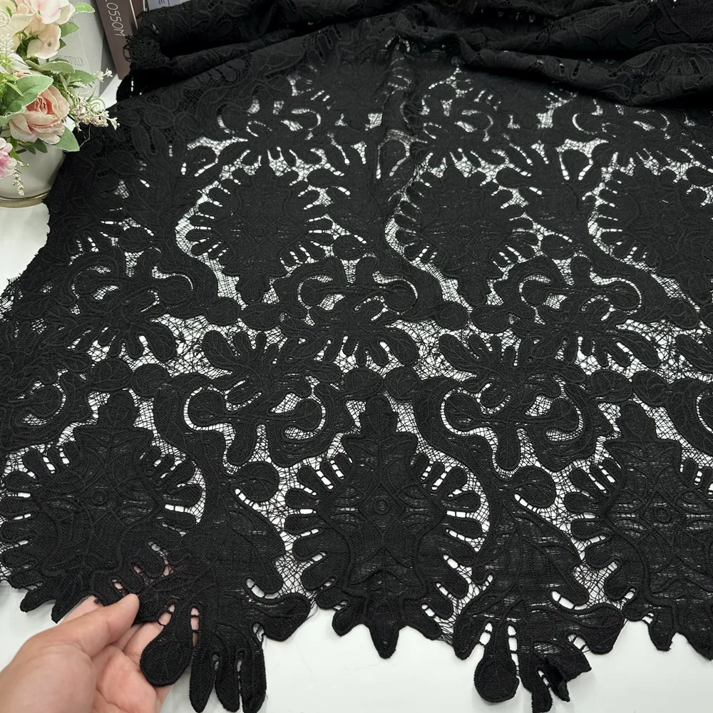 水溶性ミルクシルク刺繍レース生地-幅30cm-衣類製作用-透かしデザイン-中国製