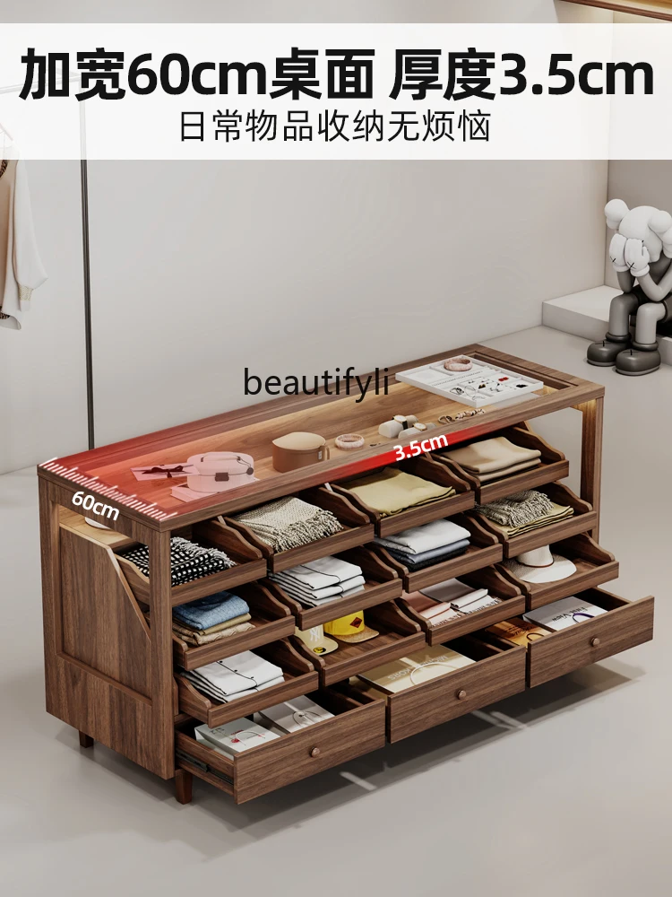 

yj15Solid Wood Women's Clothing Store Black Zhongdao Taiwan Clothing Store Display Cabinet Made of Glass Shoe Store Display Stan