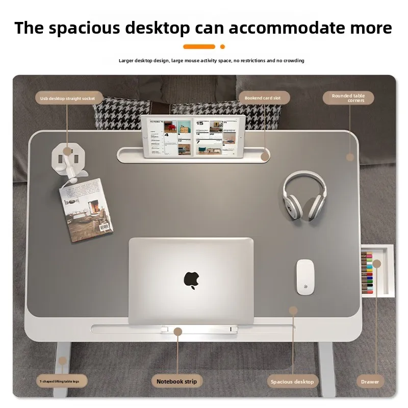 Large Adjustable Foldable Bed Desk for Laptop, Height & Angle Adjustable, Multipurpose Student Study Reading Dorm Meal Table