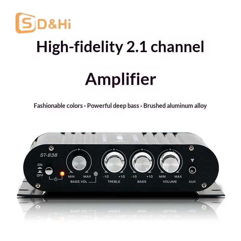 

Усилители для домашнего кинотеатра ST-838 HiFi, 2.1-канальный усилитель мощности, стереоусилитель с басами, автомобильный/домашний усилитель, усилитель для медиаплееров