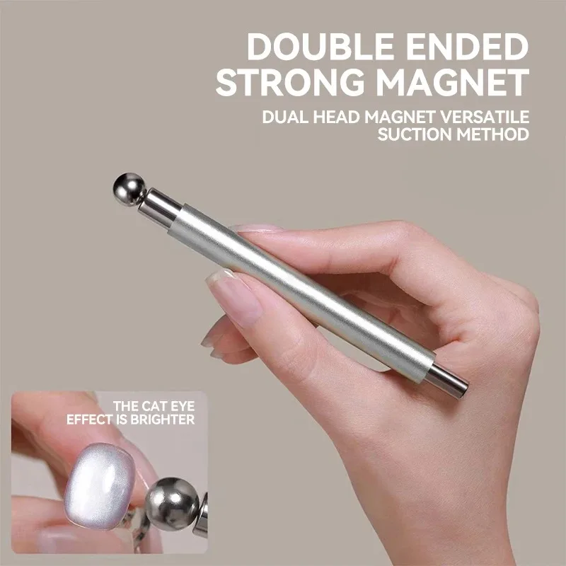 Nail Art Nail Magnetic Stick Cat Eye Magnetic Ball Aluminum Handle Cylindrical UV Gel Magnet Tools Double End Nail Design Tools