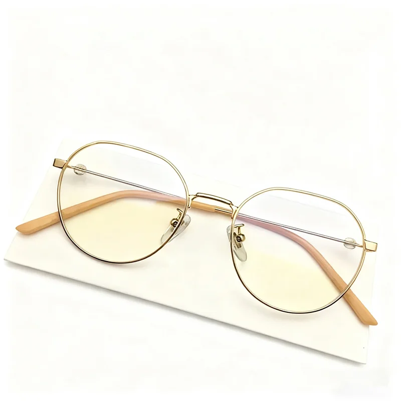 إطار نظارات أنيق للشباب بدون عدسة من الراتنج بدون حافظة 51-19-140 نظارات بحافة معدنية خفيفة الوزن لوصفات طبية #5