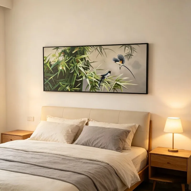 Hand Painted Bamboo Canvas Painting, Chinese Style Bamboo Forest Wall Art, Vintage Home Decor for Bedroom Study