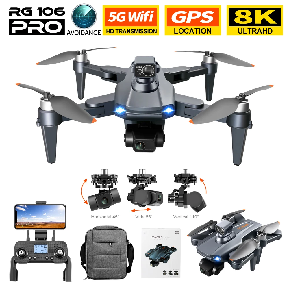 2023 RG106 Drone 8k Profesional GPS 3 km Quadcopter With Camera Dron 3 Axis Brushless Motor 5G WiFi Fpv RC Drones Toys for Boys