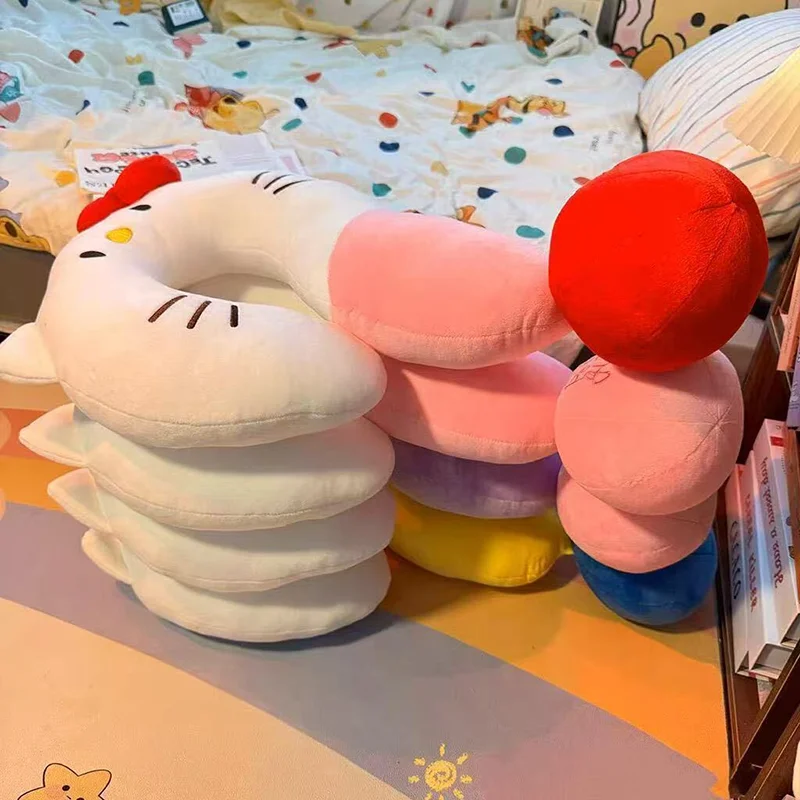 Hello Kitty U Shaped Pillow Creative Cartoon Question Mark Neck Pillow Kawaii Home Travel Soft Noon Break Sleep Pillows Gifts