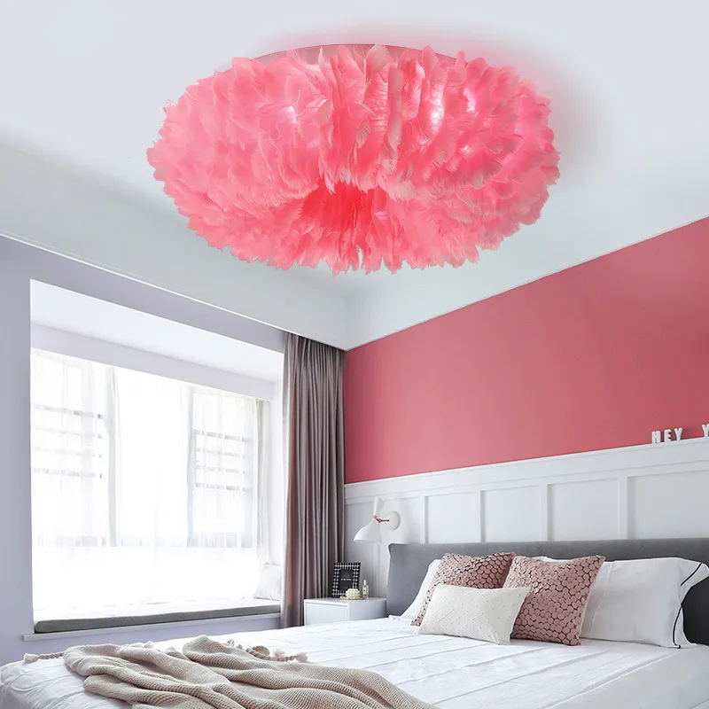 

Nordic LED Ceiling Light Feather Light Decoration Bedroom Simple Warm and Romantic Children's Living Room Lighting Ceiling Light