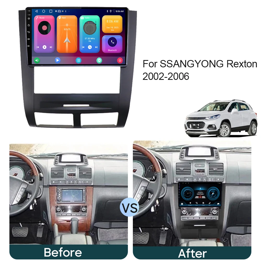 For SSANGYONG Rexton 2002 - 2006 Car Radio Head Unit Multimedia Video Player Navigation GPS Android Auto Carplay BT No 2din DVD