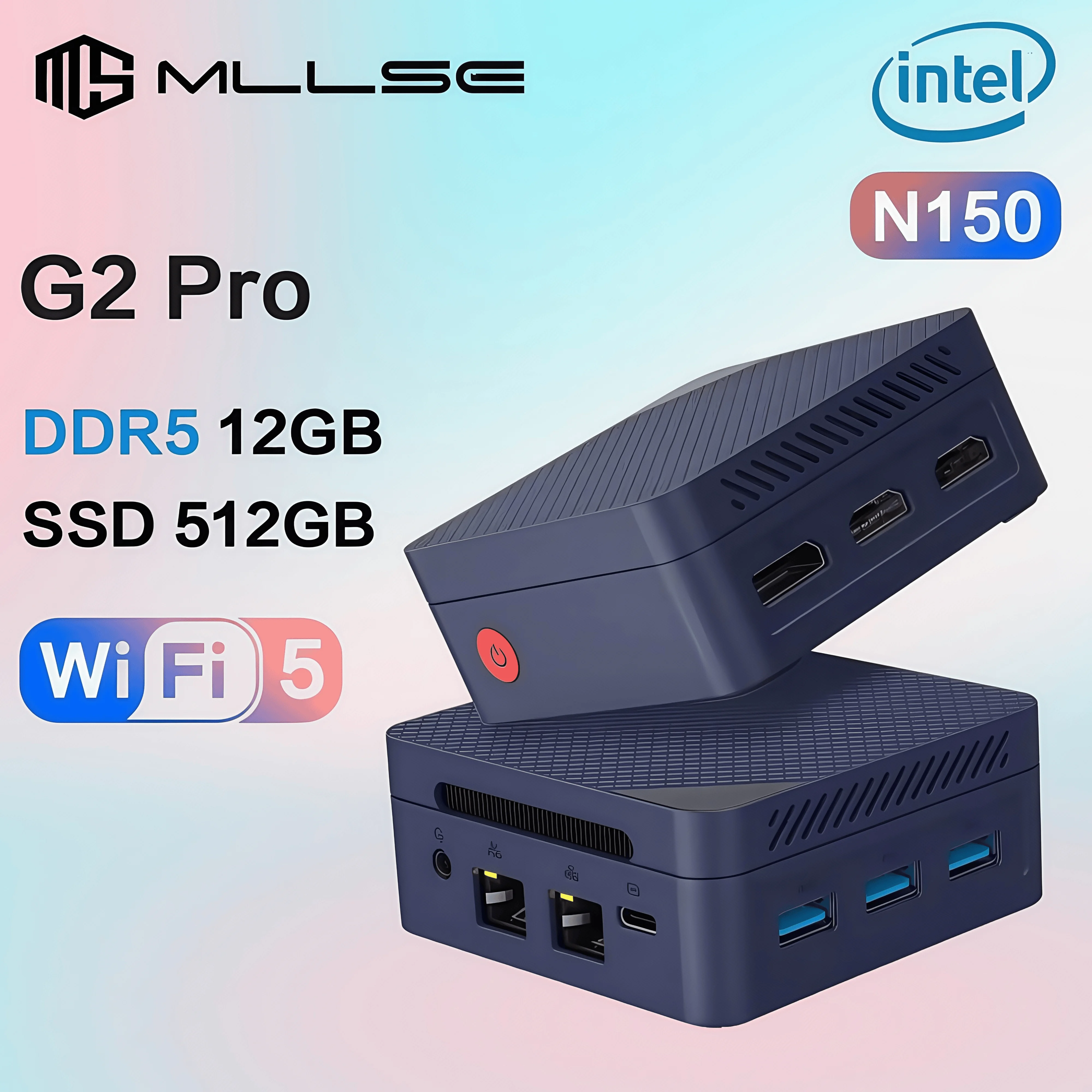 كمبيوتر صغير MLLSE G2 Pro Intel Alder Lake N150 Windows 11 Pro DDR5 12GB RAM 512GB ROM WiFi 5 BT5.2