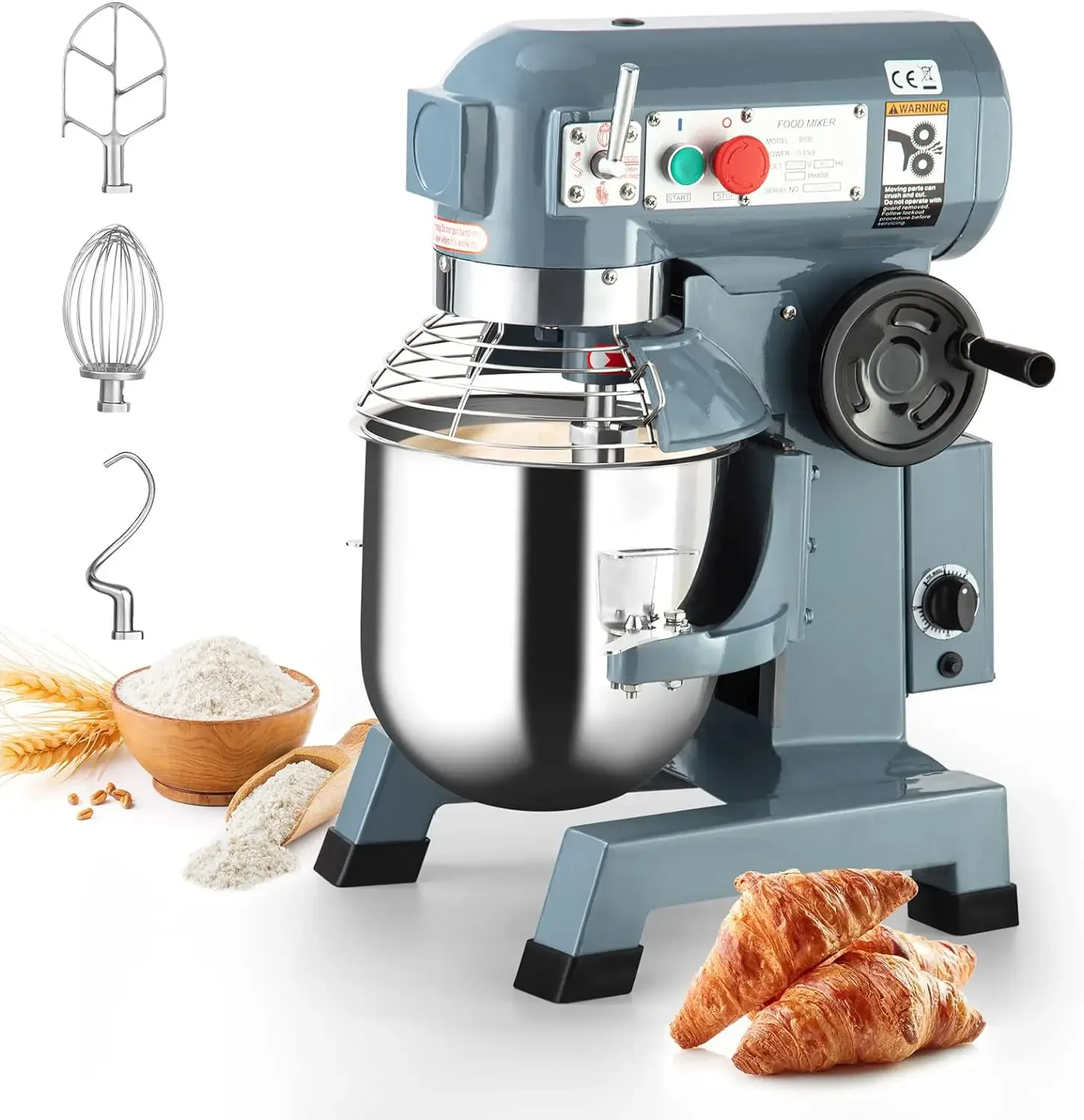 Towallmark Commercial Food Mixer 15Qt 600W 110V 3 Speeds Adjustable, Stainless Steel Bowl Stand Mixer With Safety Guard