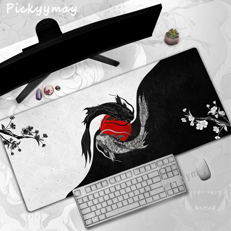 Chinese Style Mousepad HD Printed Computer Gamer Locking Lock Edge Mouse Pad 90x40cm PC Keyboard Desk Mat Art Dragon Mouse Mat