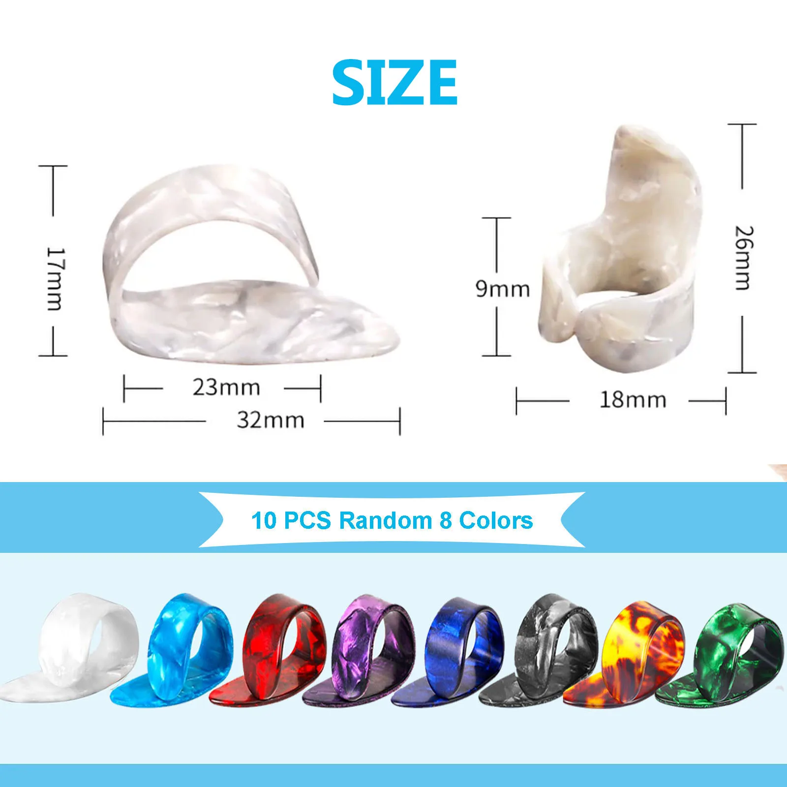 Miwayer 10 قطعة إصبع الغيتار يختار الإبهام/السهرة أحجام أصابع حامي المضادة للانزلاق تصميم باس الصوتية/الغيتار الكهربائي #2