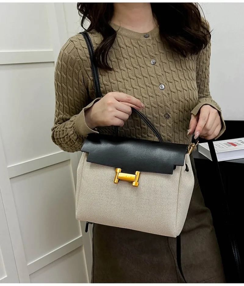 

2025 Vintage Backpack & Tote Bag - Retro Canvas with Leather Trim, Spacious Commuter Shoulder Bag Crossbody Purse for Women