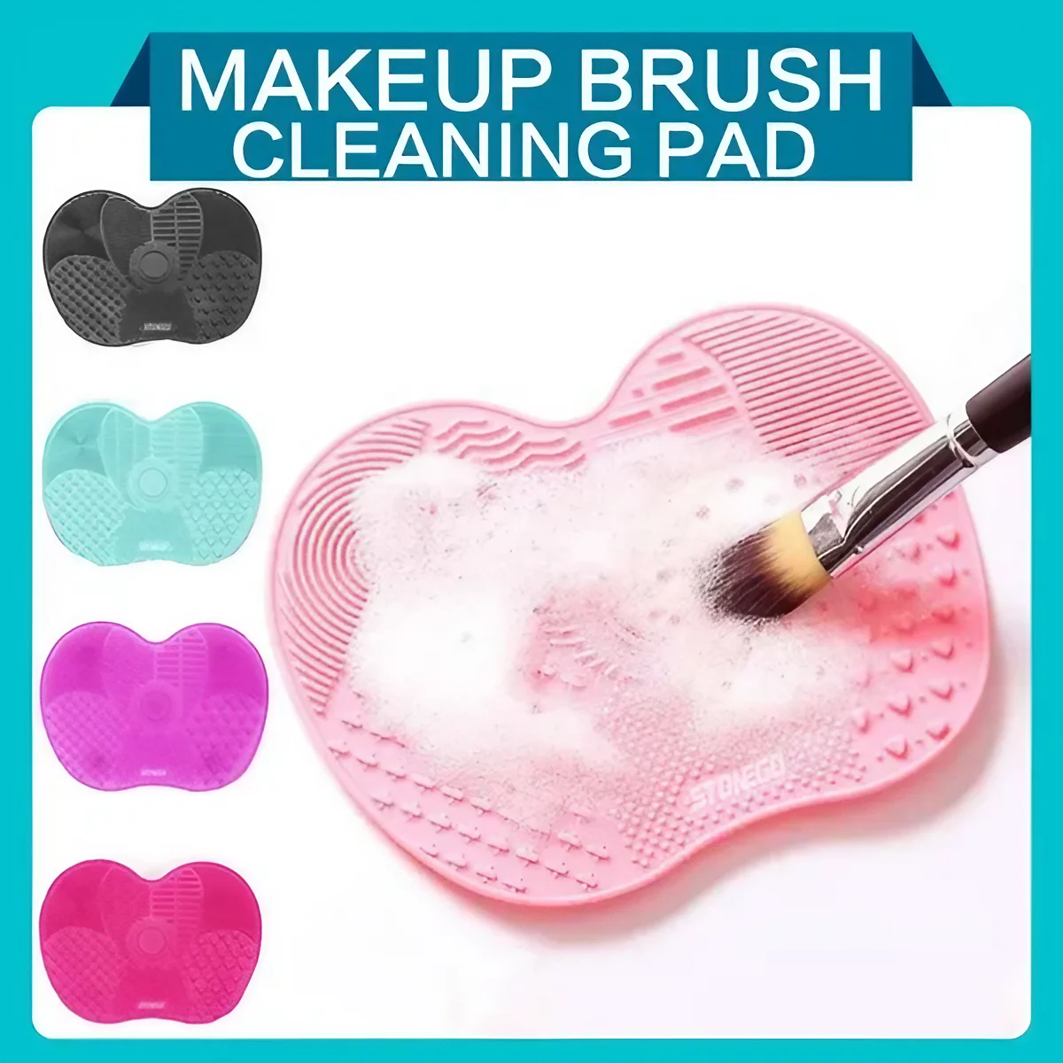 STONEGO Silicone Makeup Brush Cleaning Mat, Brush Scrubber Pad to Extend Brush Life, Foundation Cleaner