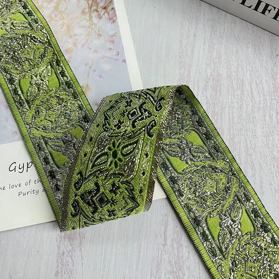 10 Yards/lot Ethnic Style Webbing Woven Jacquard Ribbon Flowers Pattern For Garment Accessories LS-2208 Width 4.5-5.5 CM