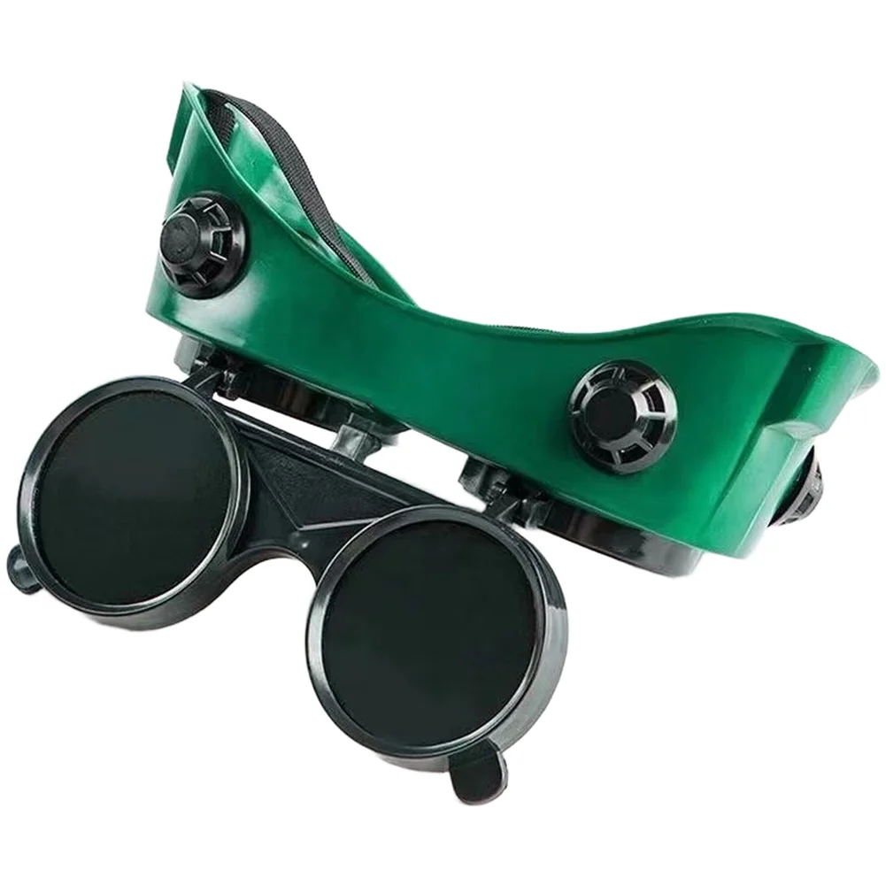 Double Flip Welding Safety Eyewear with Green Lens Full Frame Construction for Industrial Welding and Grinding Tasks