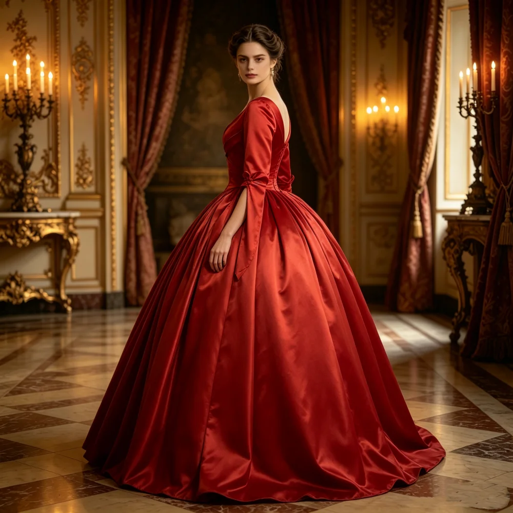 TV Outlander Claire Fraser Cosplay-Kostüm Damen Schottisches Hochzeitskleid in Rot Mittelalterliches Rokoko Prächtiges Ballkleid