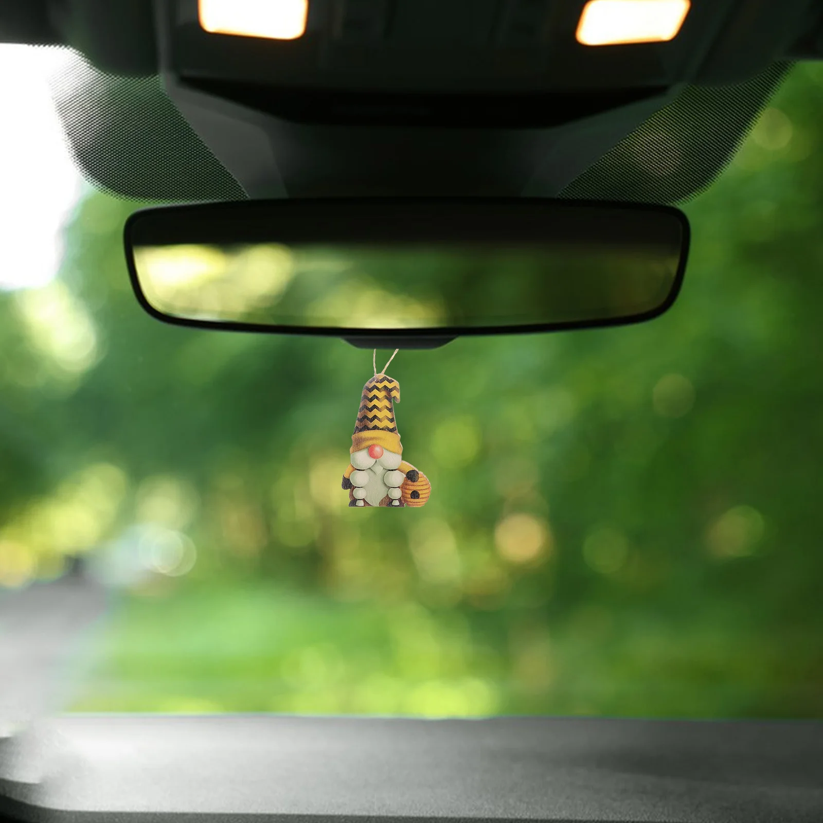 

40Pcs Sunflower Hanging Ornaments Unique Wooden Gnome Car Decor Easy Install Stylish Car Interior Pendant Christmas Accessories