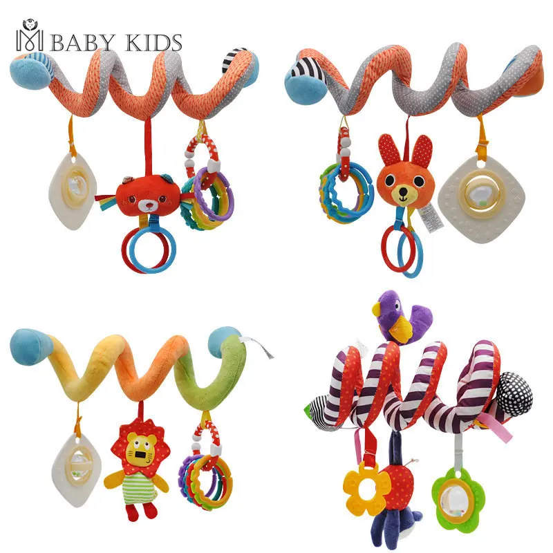 Baby Spiral Hanging Rattles Toys Plush Infant Squeaky Hand Bells Mobile Cartoon Bed Stroller Pacifier Toy Toddler погремушки