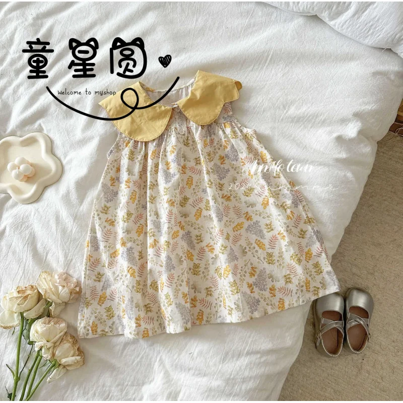 

Girls' Floral Dress Summer New Mori Style Pastoral Style Baby Western Style Children Shirt High-Profile Figure