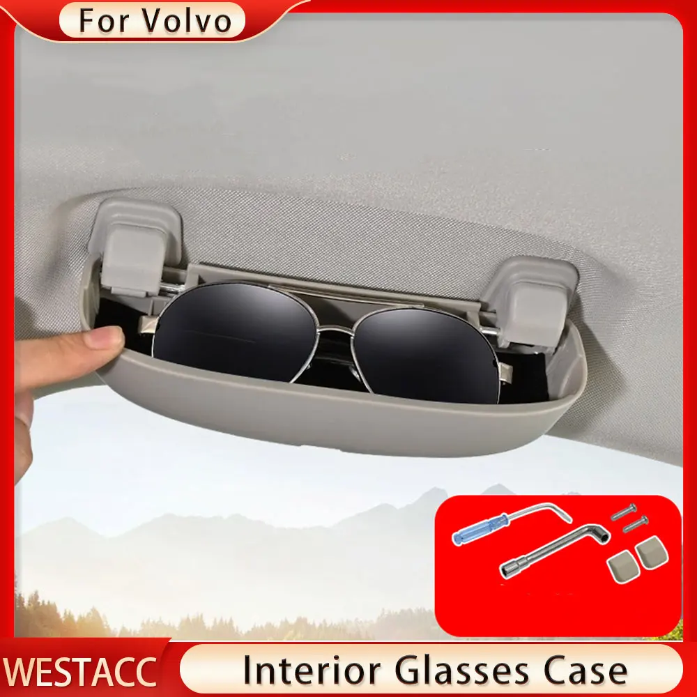 ABS Car Glasses Case Sunglass Sun Glasses Holder Case for Volvo XC40 XC60 S60 Storage Box Auto Eyeglasses Accessories